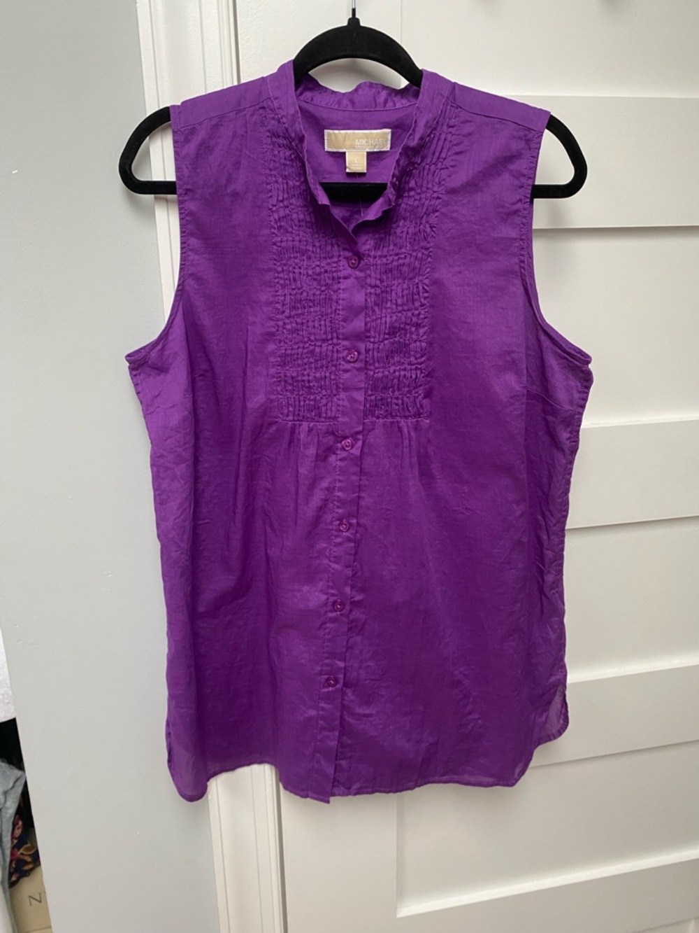 Michael Kors Cotton purple lightweight sleeveless tunic blouse, womans latge - Picture 2 of 8